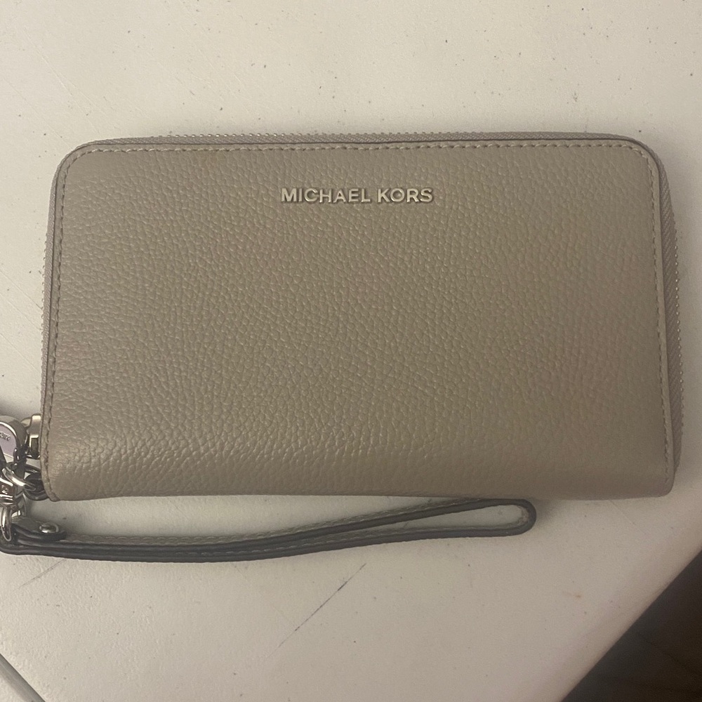 Michael Kors Beige Wristlet Clutch
